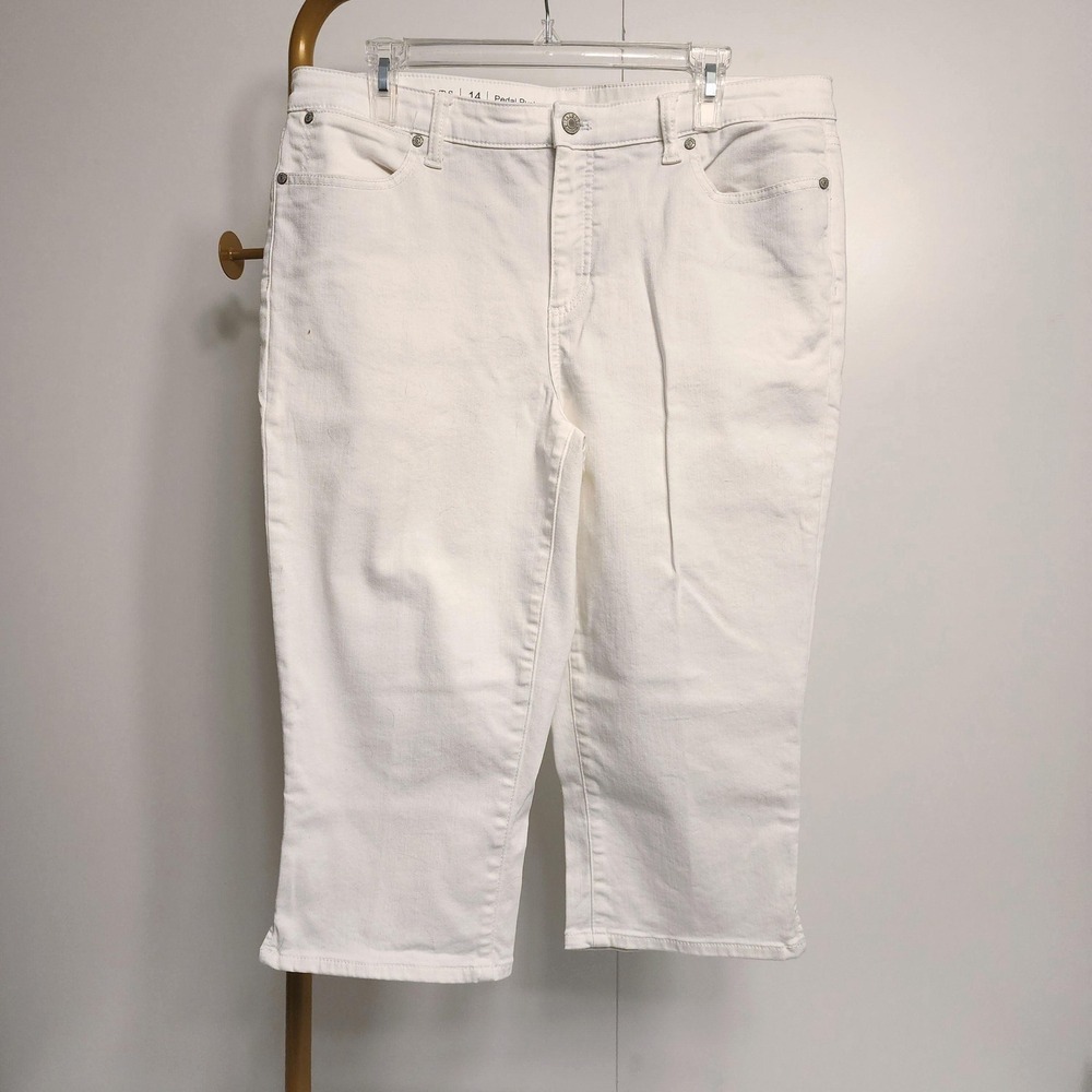 14 Talbots Vintage Pedal Pusher White Capri Jeans, Size 14